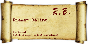 Riemer Bálint névjegykártya